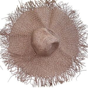 South Beach Woven Sun Hat S/M – Wide Brim Summer Hat, Frayed Edge Beach Hat